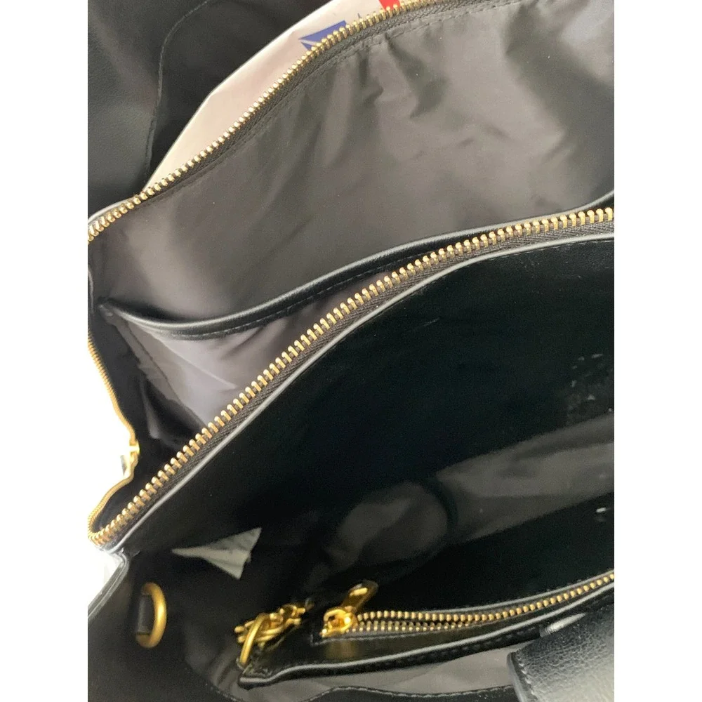 Fawn Design Black large Faux Leather Tote Minimalist diaper bag Shoulder black